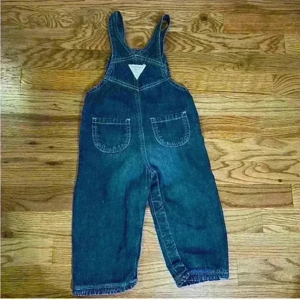 Vintage OshKosh B’Gosh Girls Denim Vestback Overalls Size 18 Months Embroidered